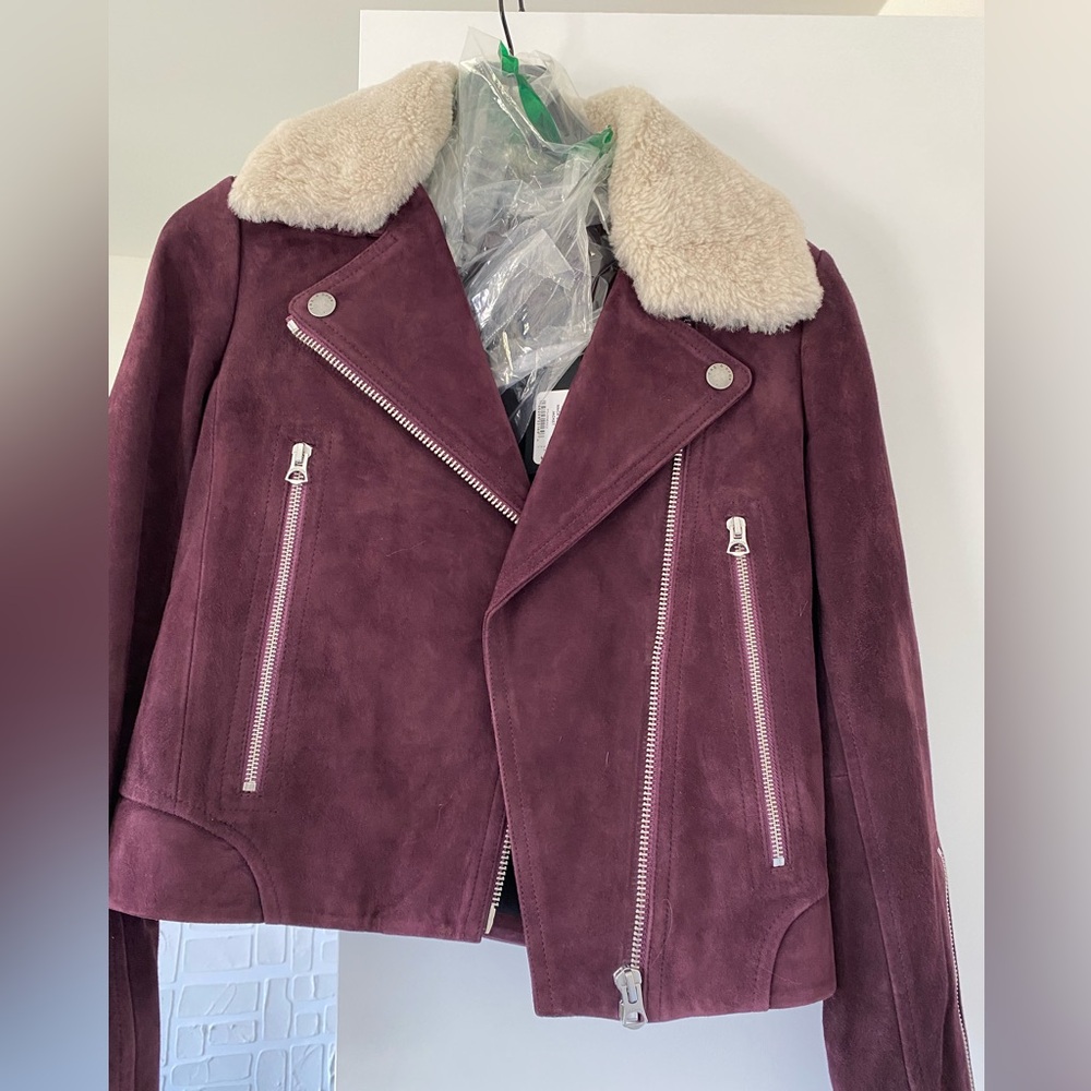 NWT Rag & Bone Women's Suede Jacket with Shearling Collar